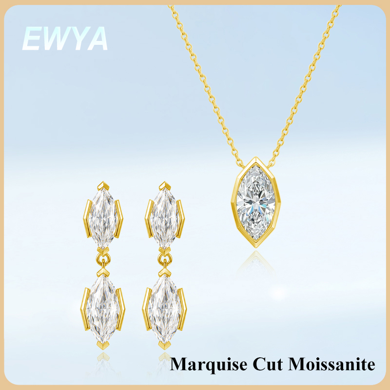 Bezels Set Pendant - Collier pendentif EWYA 3CT en moissanite