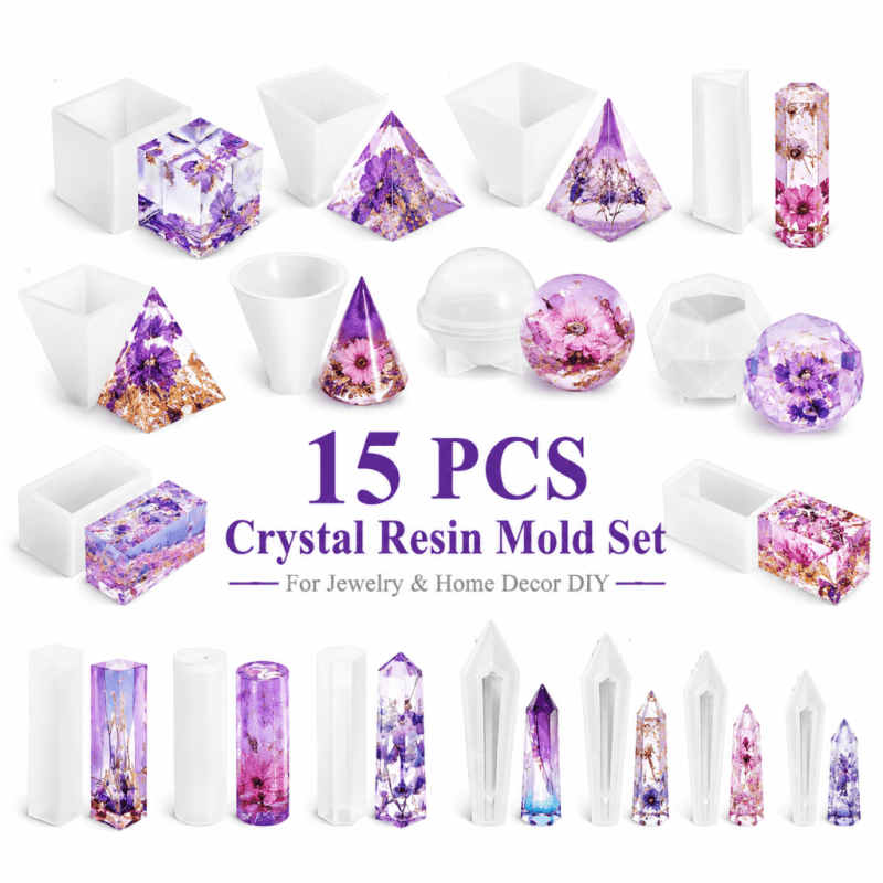 Resin Jewelry Kit - Ensemble de 15 moules en silicone