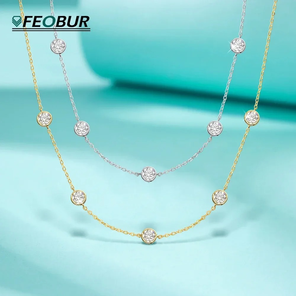 Bezels Set Pendant - Collier Moissanite certifié GRA pour femmes,