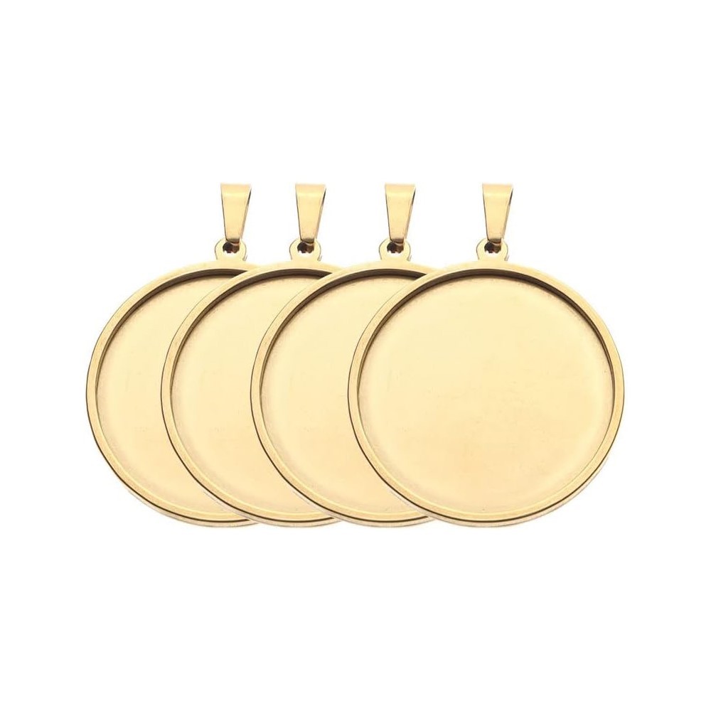 Cabochon rond en acier inoxyda - Bezels Set Pendant avis et prix